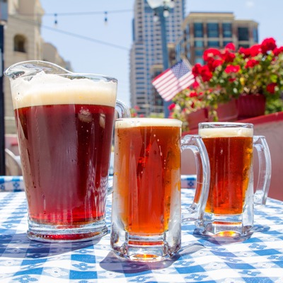 Beer mugs and a pitcher.