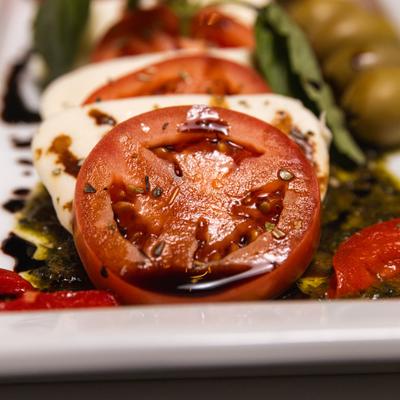 Caprese salad, close-up.