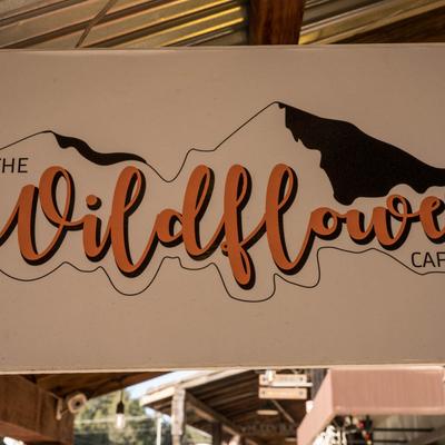 The restaurant name above the entrance.