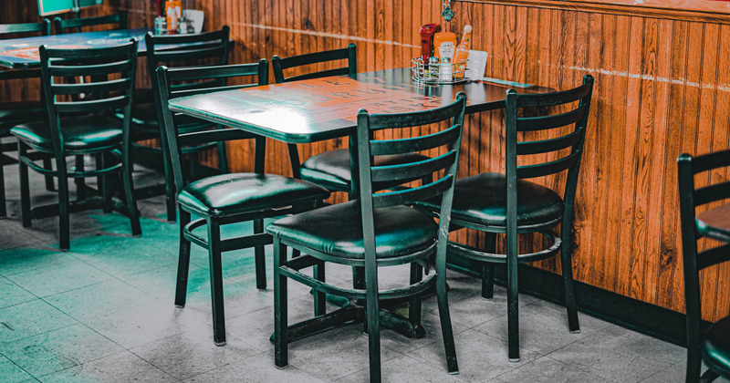 Interior, tables ready for guests