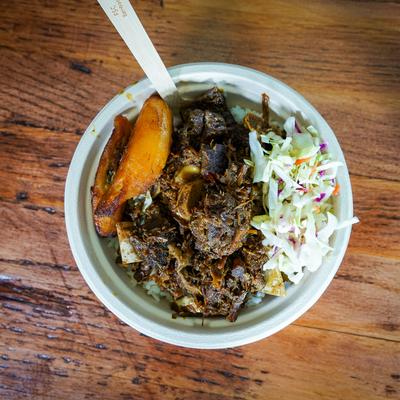 Oxtail Rice Bowl, top view.