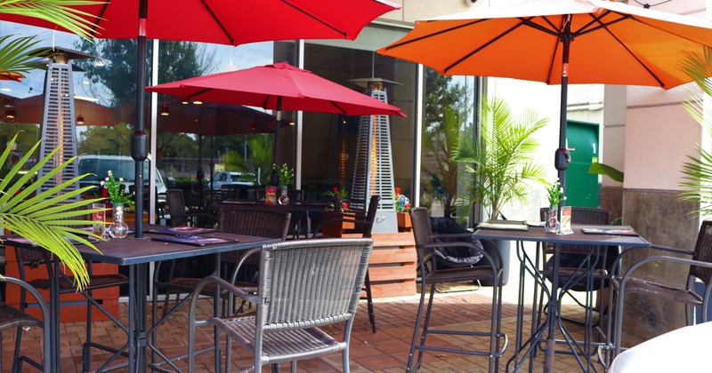 Exterior, patio, tables and chairs