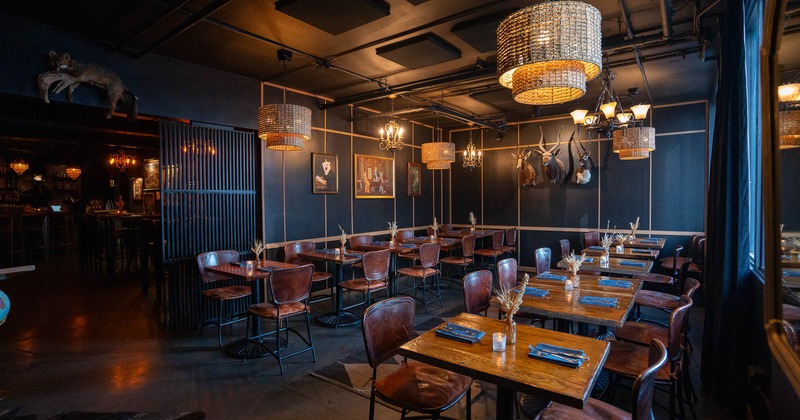 Interior, dining area with tables and chairs