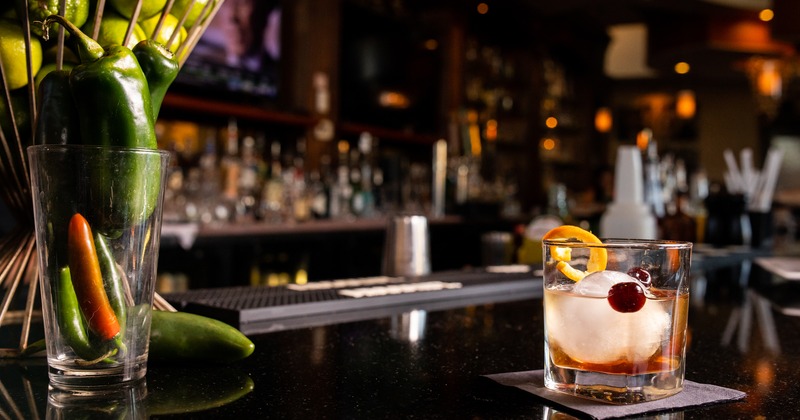 Old Fashioned served on a bar counter