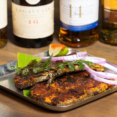 Kingfish marinated with Indian spices.