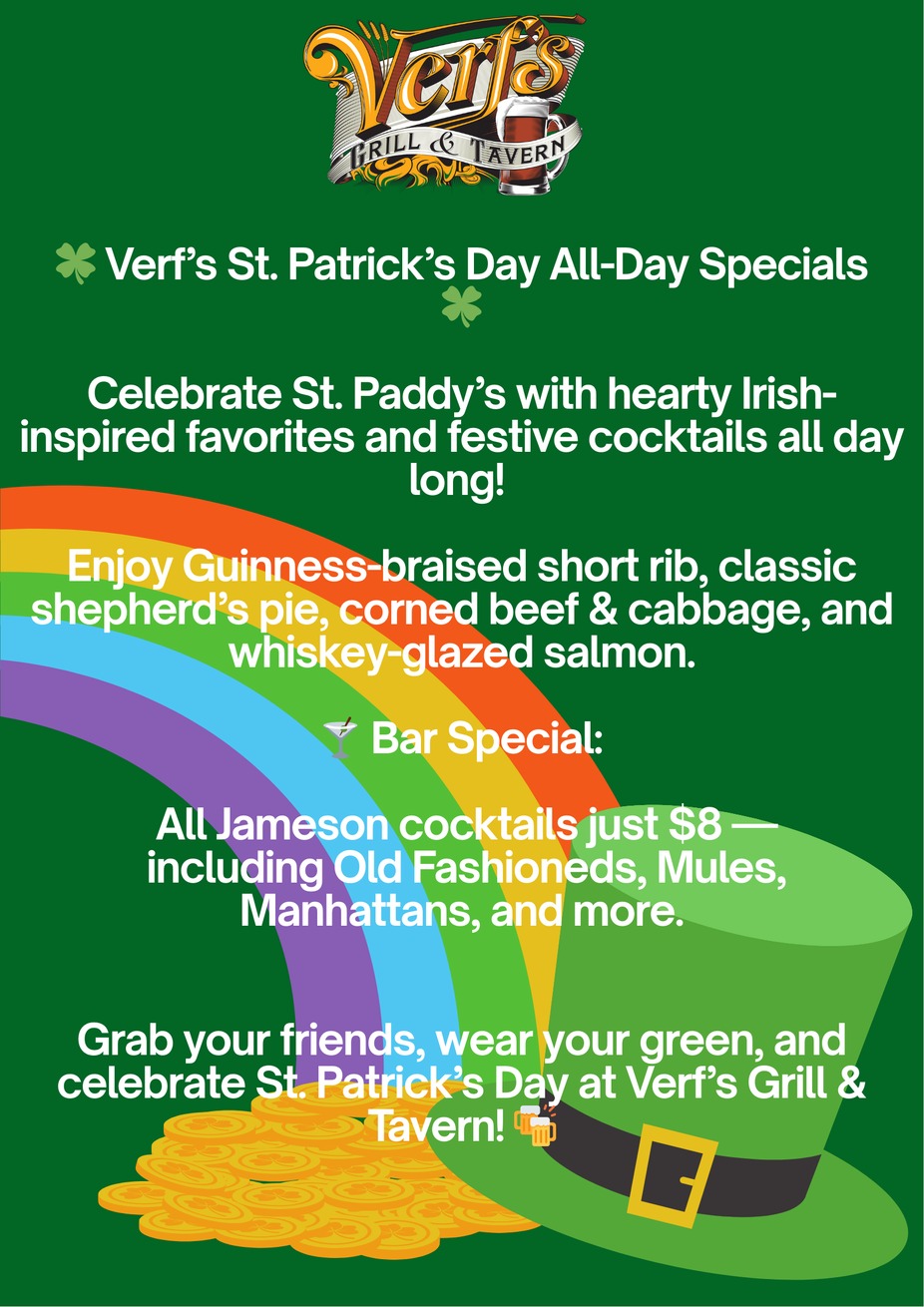🍀 Verf’s St. Patrick’s Day All-Day Specials 🍀 event photo