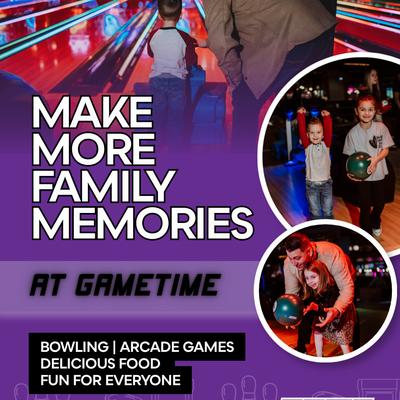 Flyer for Gametime showing kids.