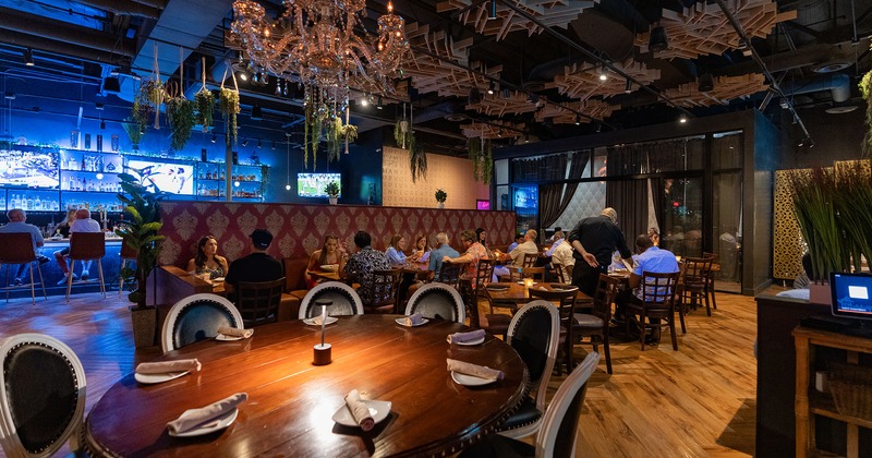 Interior, dining area with guests