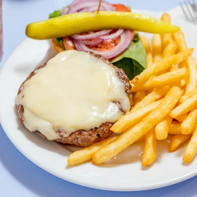 Cheeseburger, served