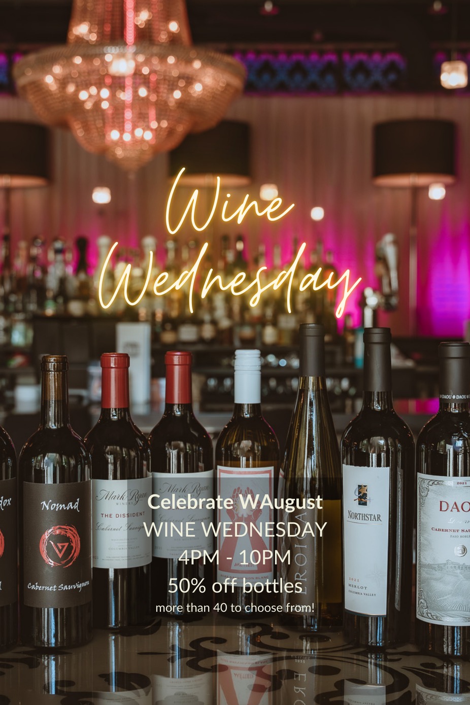 Wine Wednesday - 1/2 Price Bottles! event photo