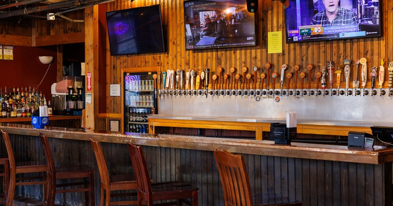 Bar, chairs, beer taps
