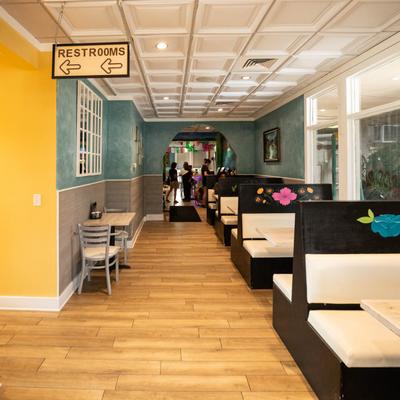 Interior with booths.