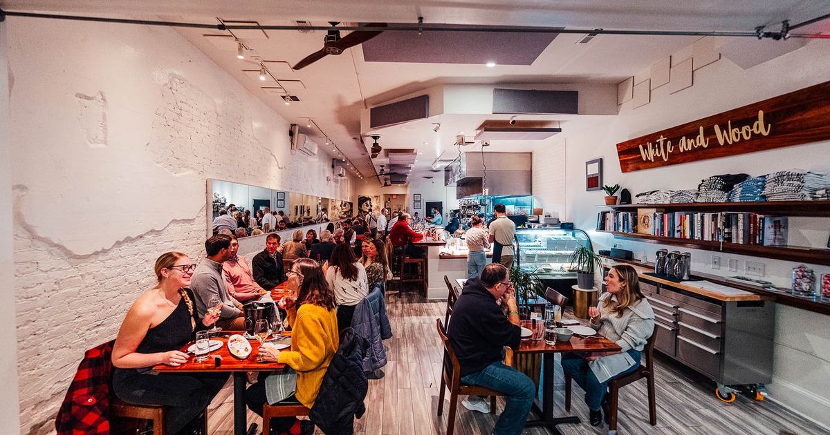 Crowded interior, dining area
