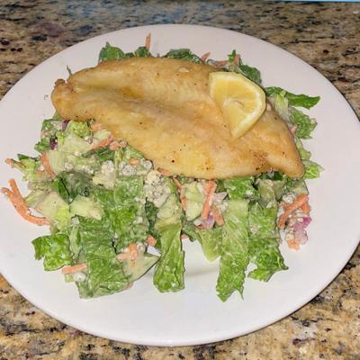 Lemon-Riesling Grouper on Chopped Salad