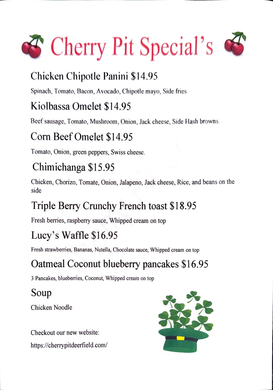 Cherry Pit Cafe Specials