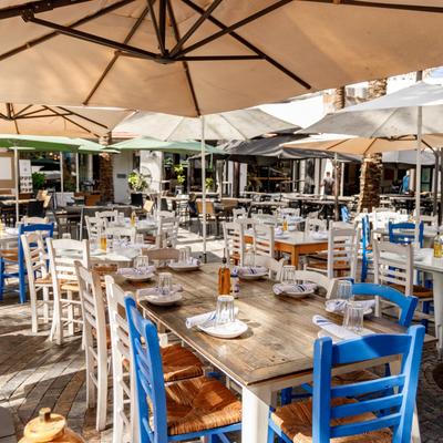 Exterior, tables and chairs, patio.