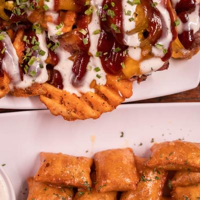 Garlic parm pizza rolls and fries
