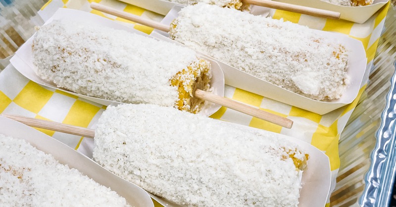 Catering tray with Mexican street corn