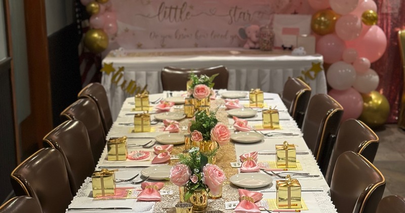 Dining table with decorations