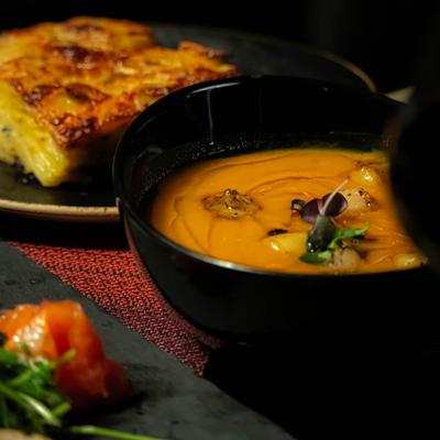 Three different dishes served