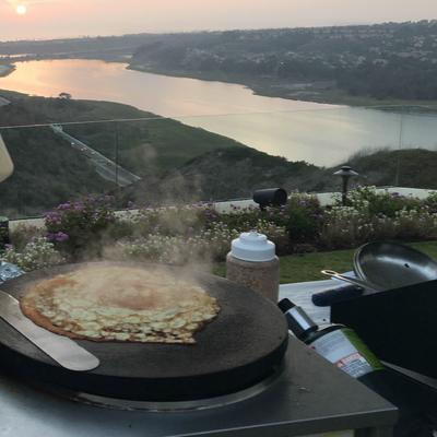Crepe being prepared