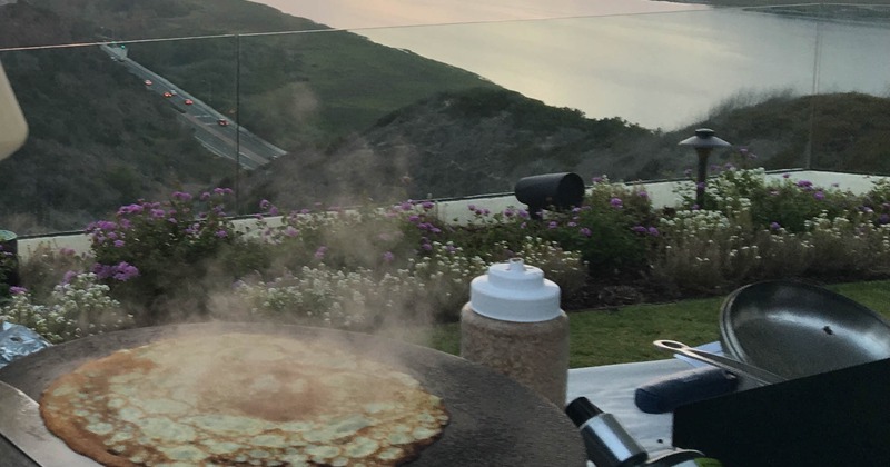 Crepe being prepared