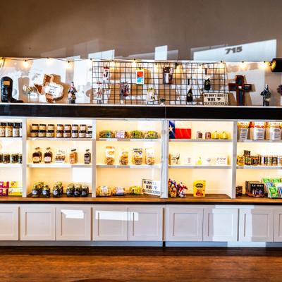 Souvenir shelves.
