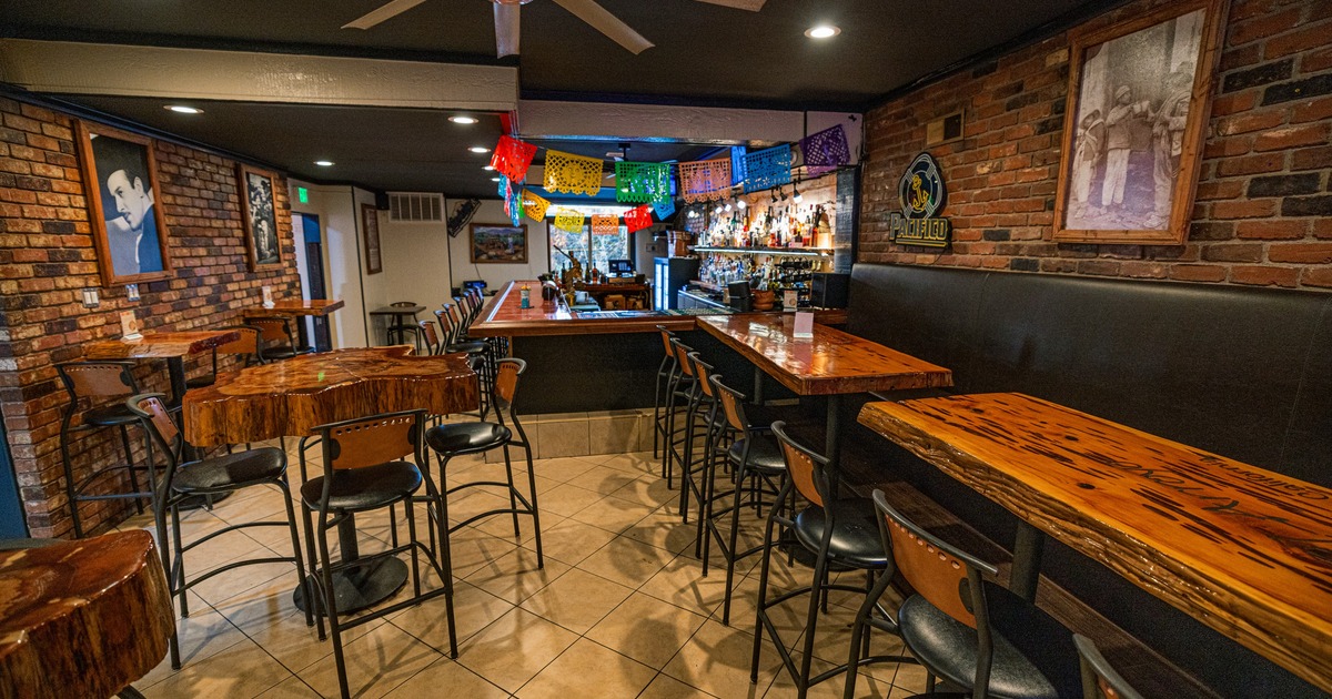 Interior, bar tables and chairs