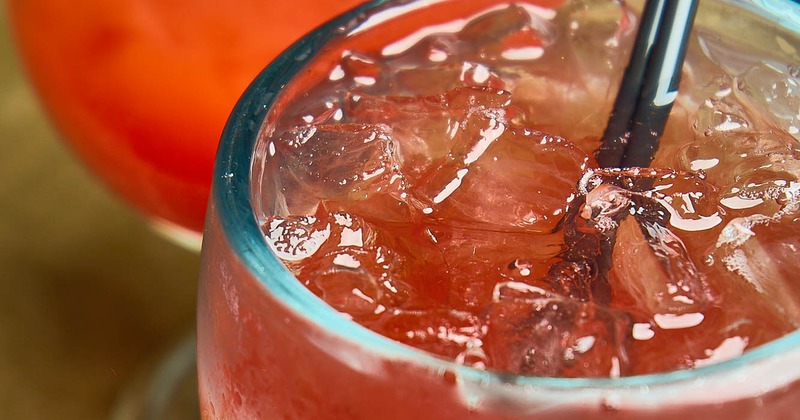 Red cocktail drinks, closeup