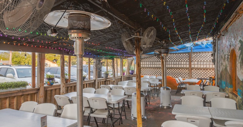 Exterior, covered seating area on a terrace