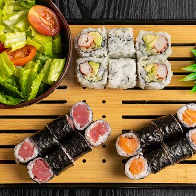 Triple Sushi Set with salad.