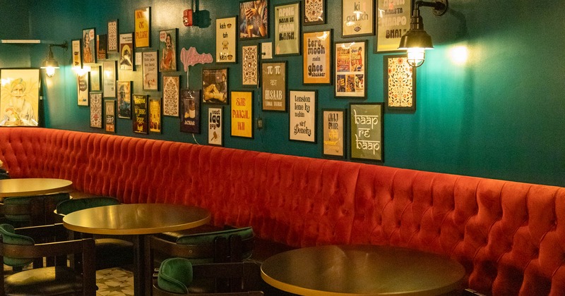 Interior,  banquette seating near the wall