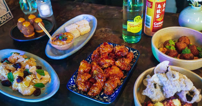 Various served meals