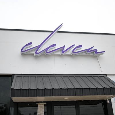 Sign above the front entrance.