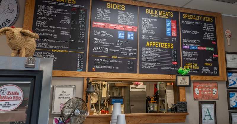 Chalkboards with day offer above food counter