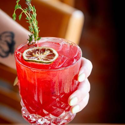 Blackberry Thyme Gin Fizz.