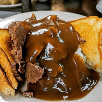 Beef Manhattan sandwich.