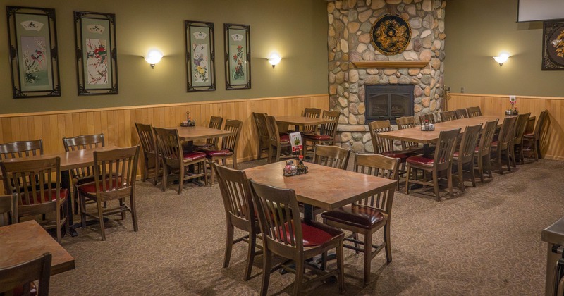 Interior, tables ready for guests