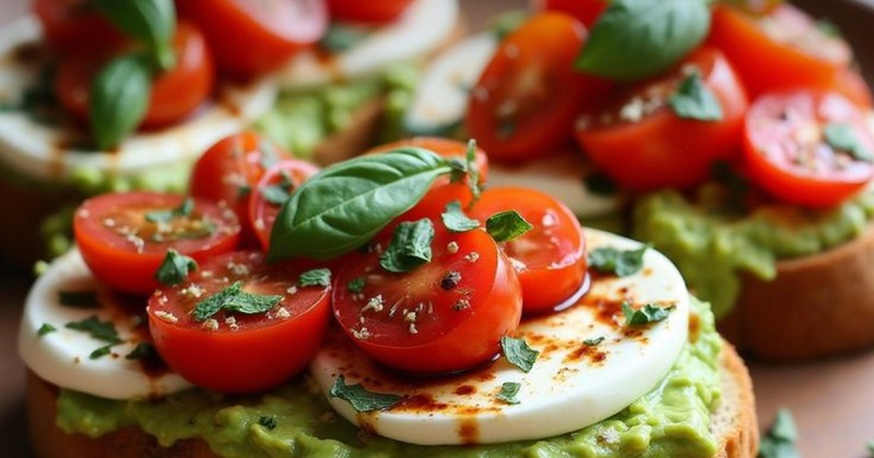 Avocado Burrata Toast, close-up