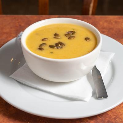 Bowl of pumpkin soup.