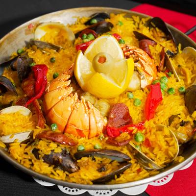 Mixed seafood Paella.