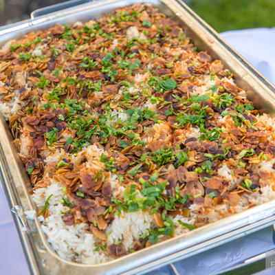 Mushrooms with rice,grilled and green spice on top