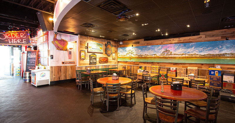 Interior, tables ready for guests