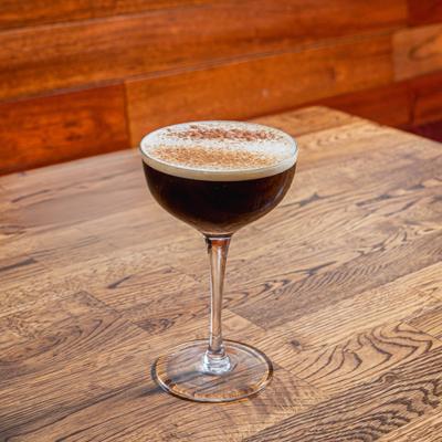 Espresso martini with fresh shaved cinnamon and Mexican chocolate..
