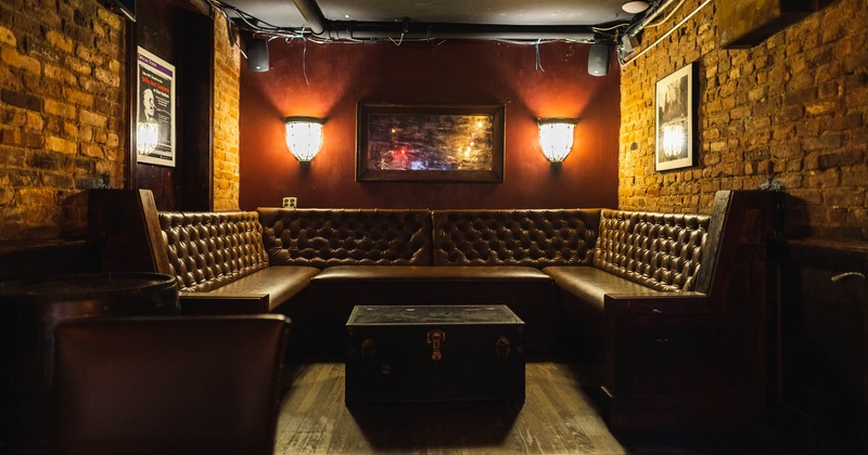 Interior, leather booths seating area