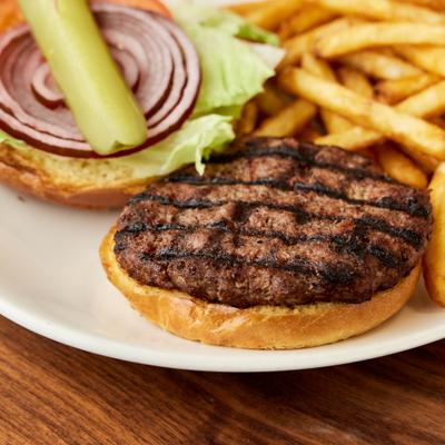 Served plain burger.