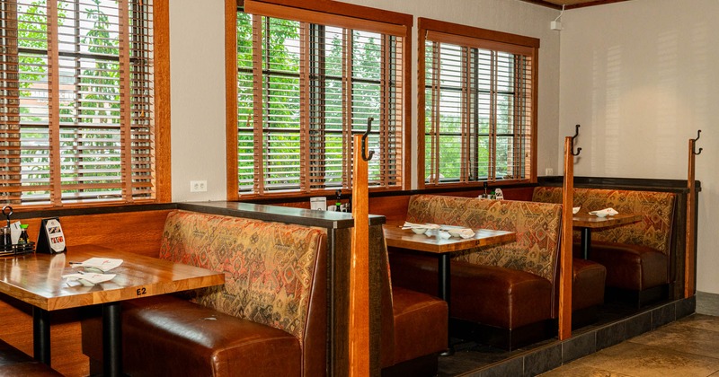 Interior, booths with tables