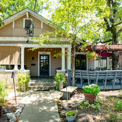 A house with a garden.