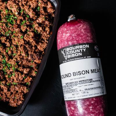 A pound of ground bison meat.