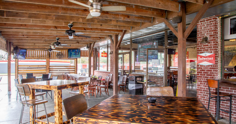 Exterior, patio with tables ready for guests